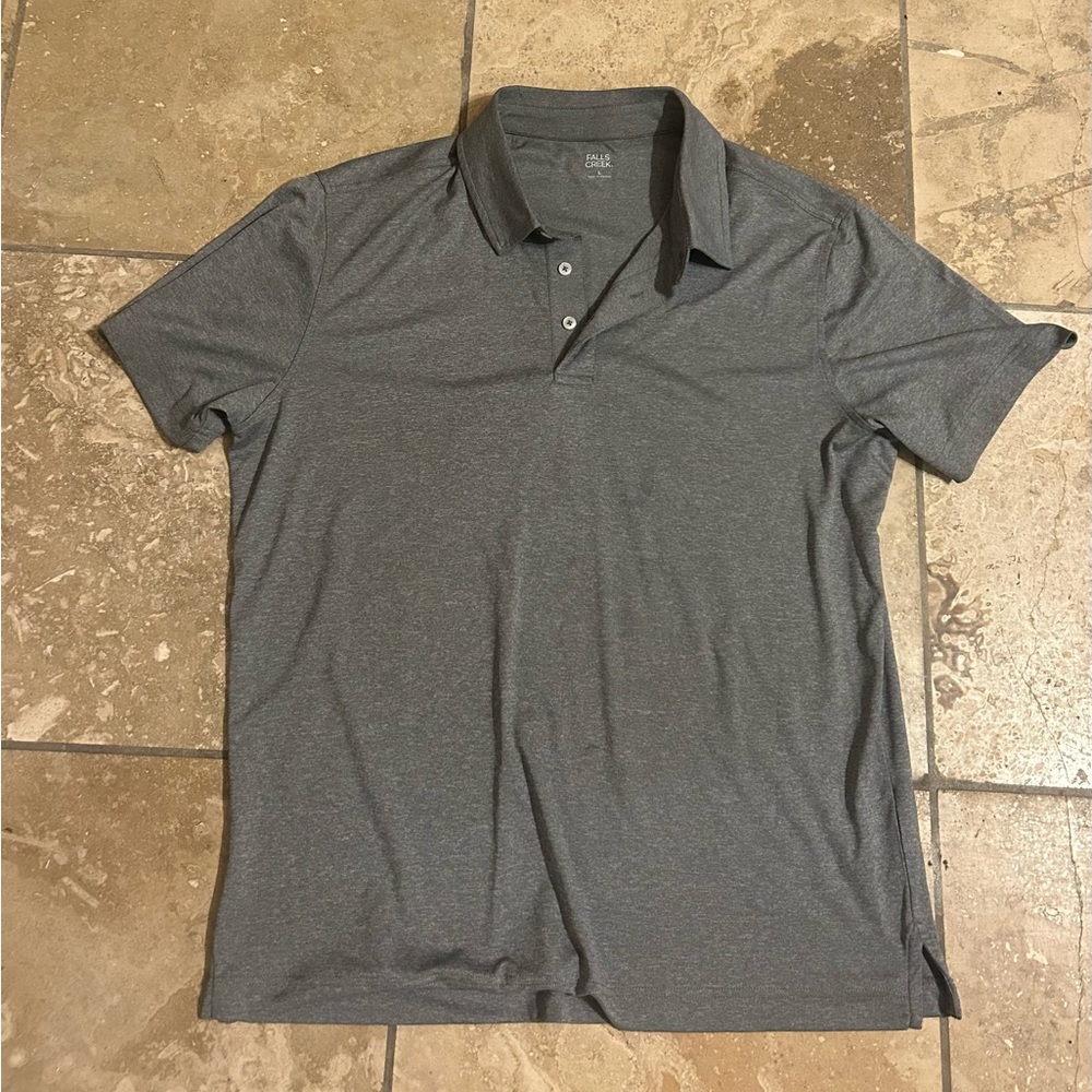 Grey men’s polo large fall creek